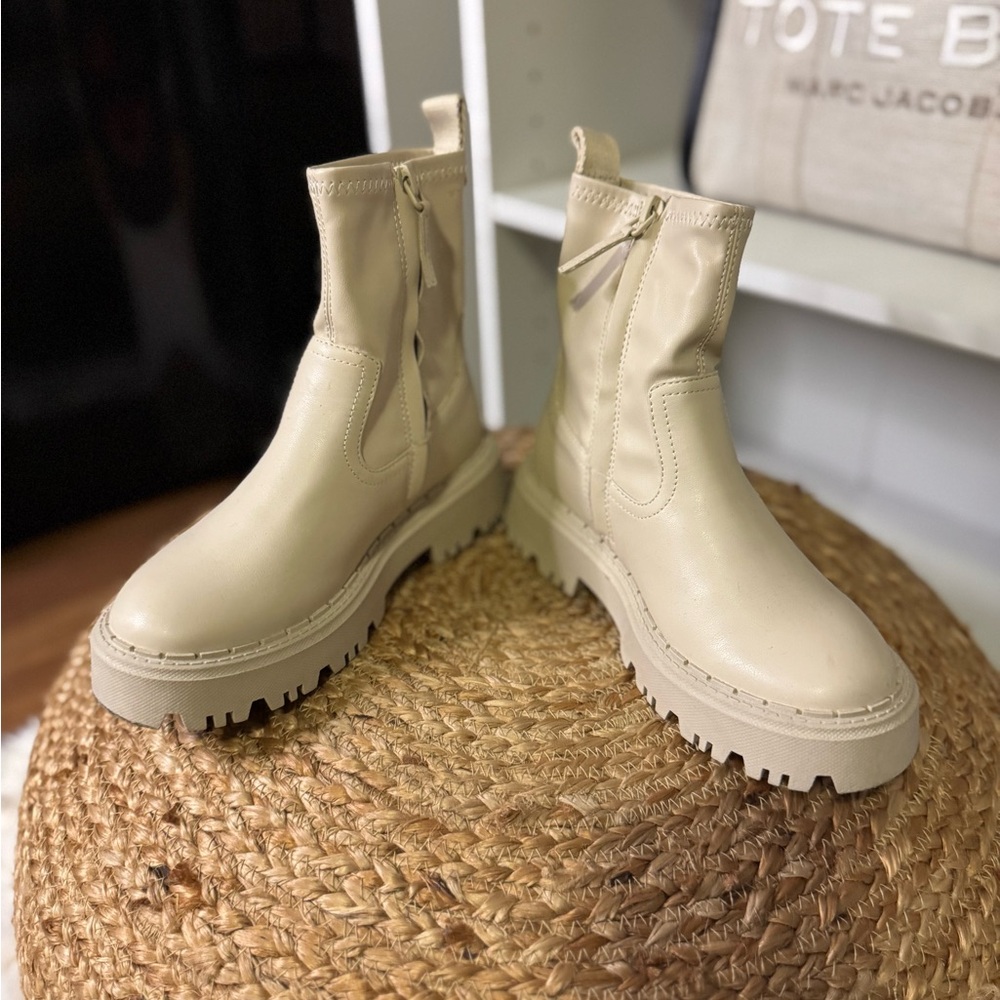 Zara Cream Combat Boots